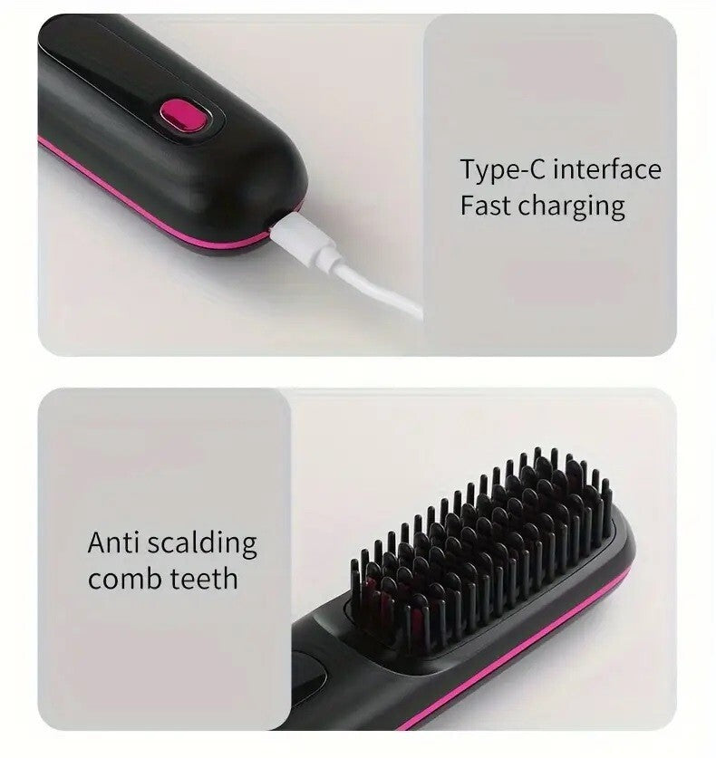 Portable Cordless Hair Straightener Brush