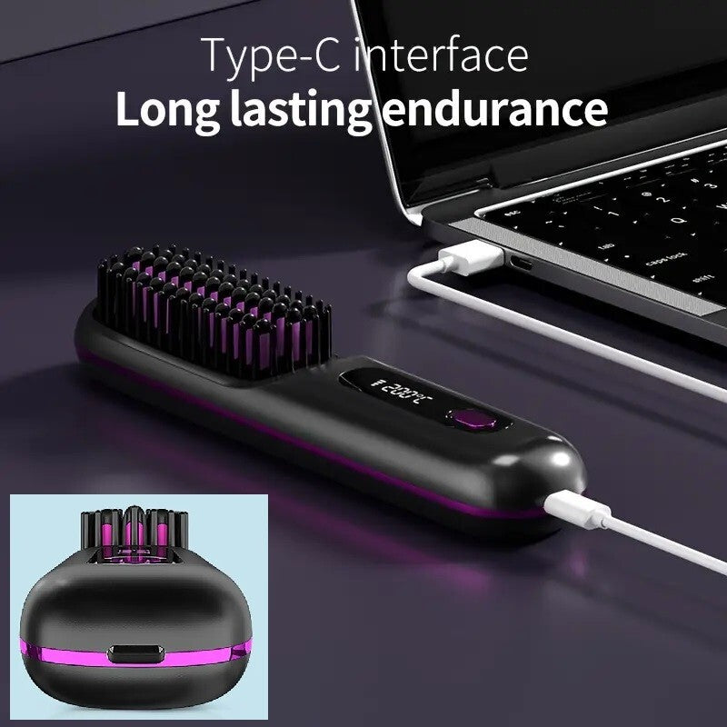 Portable Cordless Hair Straightener Brush