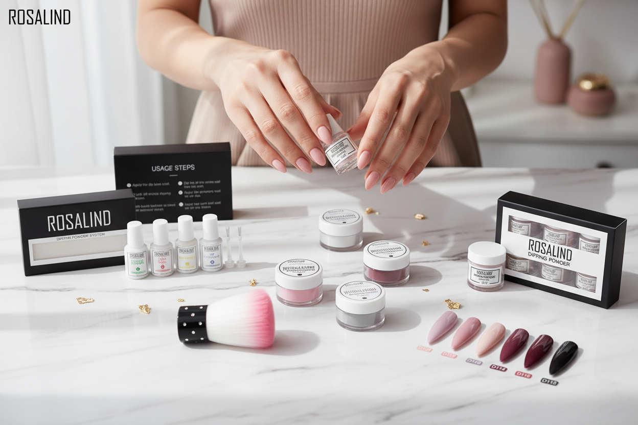 Nail care set on marble surface